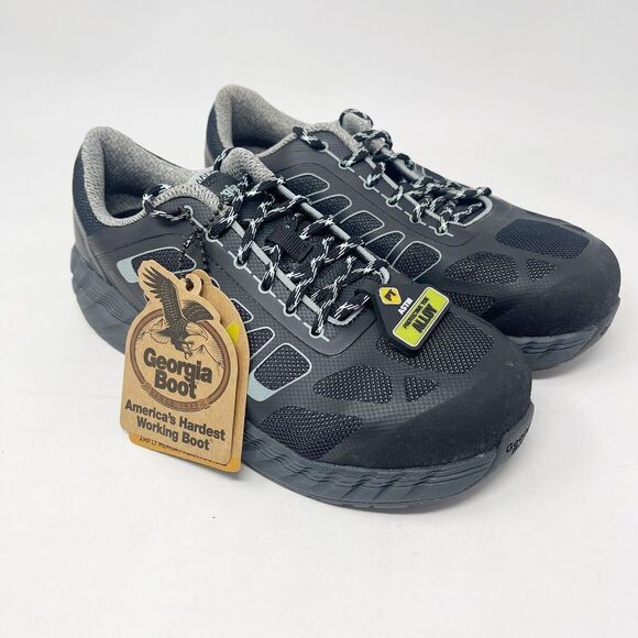 Georgia Boot Womens 7.5 Shoes Alloy Toe Work Athletic ReFLX Black Safety Toe New - Picture 1 of 12